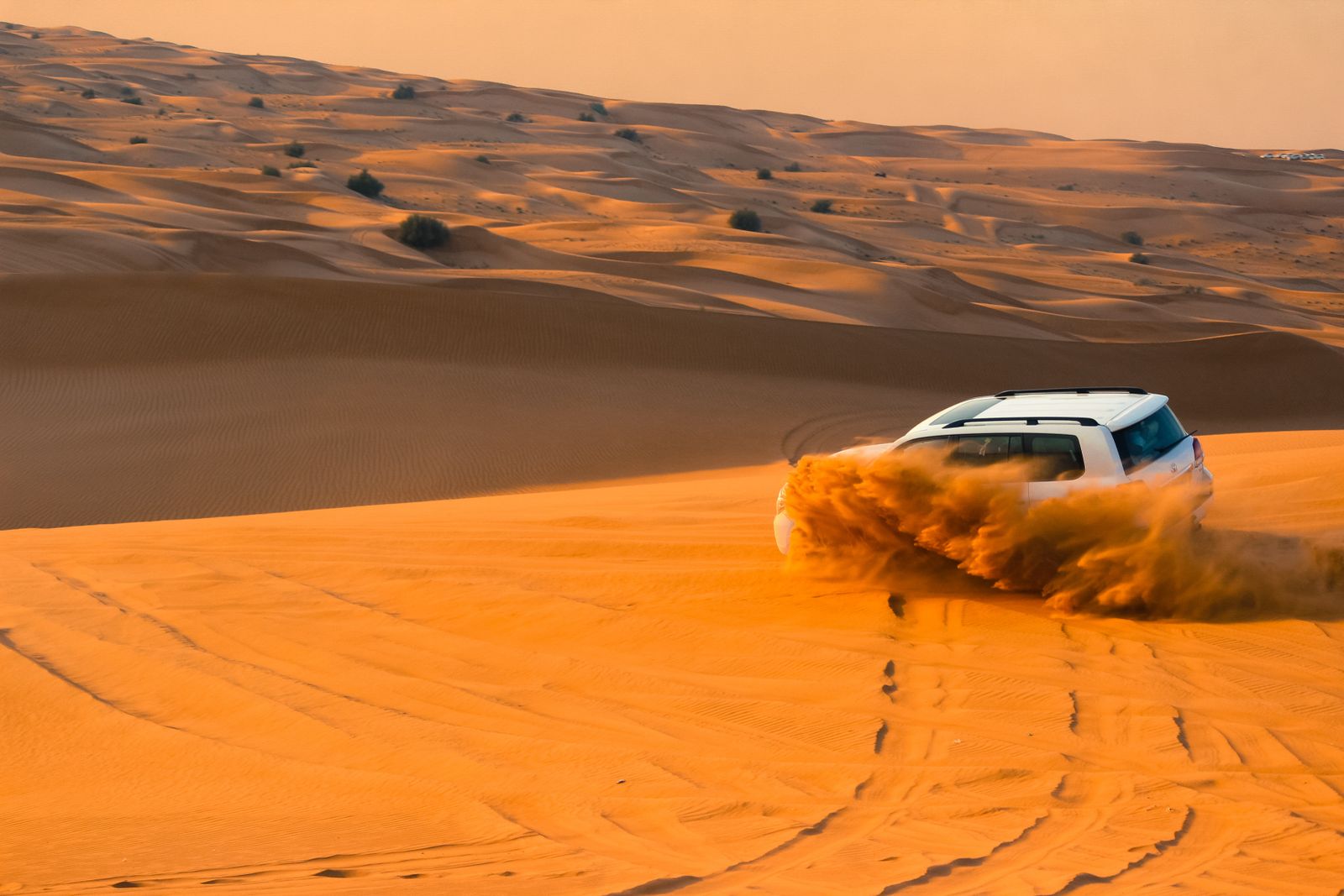 Dune bashing at sunset